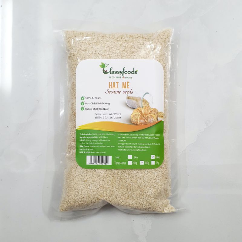 Hạt mè trắng Classy Foods 500g