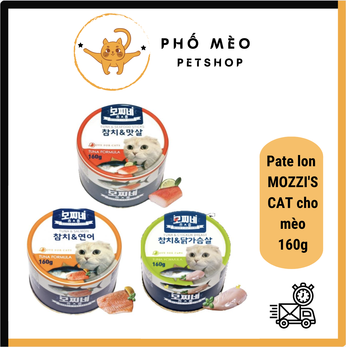 Pate lon Mozzi's cho mèo trên 3 tháng tuổi 160g