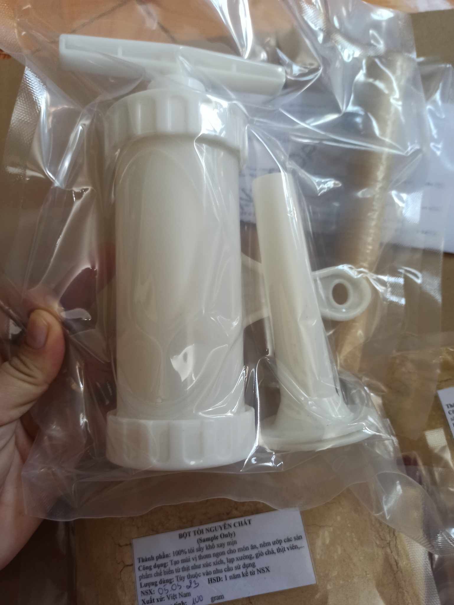 Combo 1 Bộ dụng cụ nhồi + 1 cuộn vỏ Collagen làm xúc xích, lạp xưởng hàng Loại 1 NDX Viscofan Đức