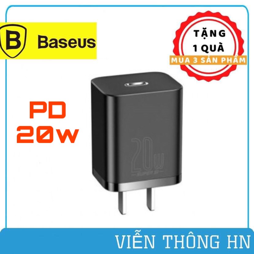 Củ sạc nhanh iphone pd 20w qc 3.0 Baseus super si cổng type c hỗ trợ ip 12 13 14 promax ...