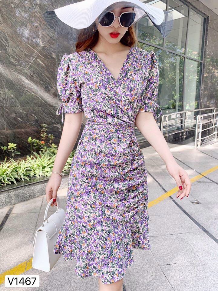 ĐẦM HOA BI NỮ NHẤN EO CHẤT VẢI VOAN LỤA DÀY MỊN MỀM MẠI BAY BỔNG THANH LỊCH NỮ TÍNH SGR