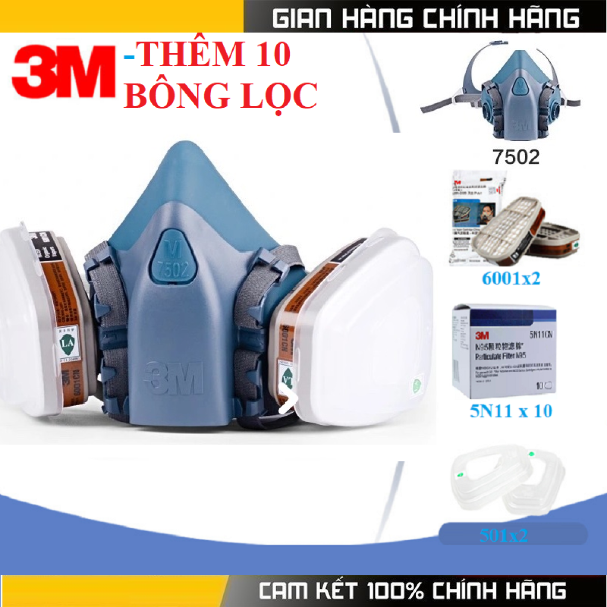 Mặt nạ phòng độc 3m 7502