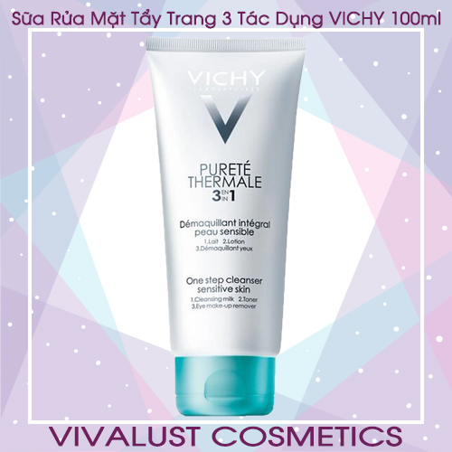 Sữa Rửa Mặt VICHY Purete Thermale One Step Cleanser 3 In 1 (100ml) - Tẩy Trang 3 Tác Dụng, Dành Cho Da Thường, Hỗn Hợp và Nhạy Cảm