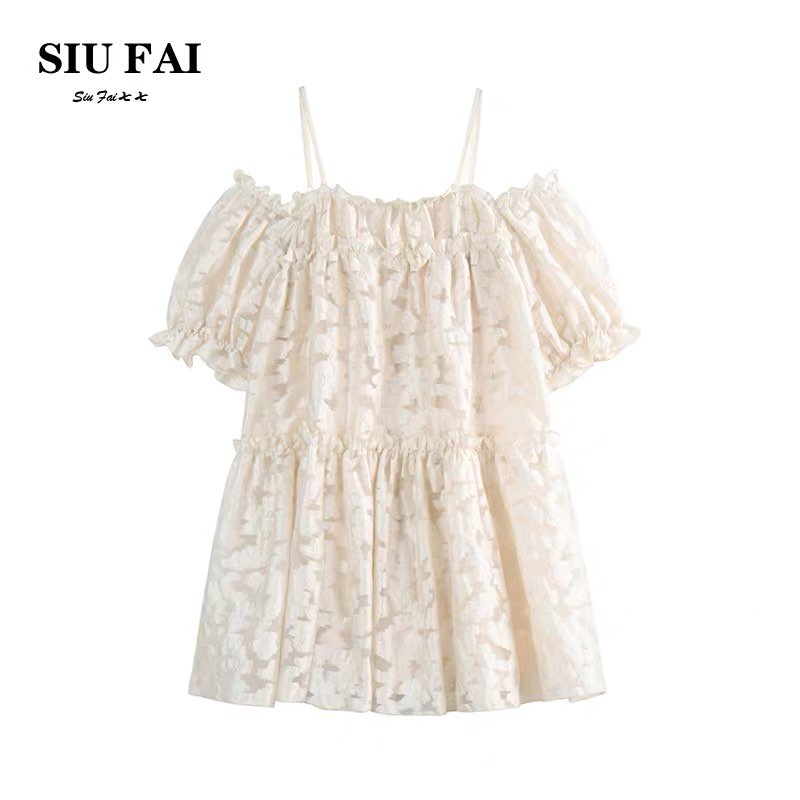 Váy dập vân nổi trế vai💕đầm hai dây dành cho nữ nhẹ nhàng