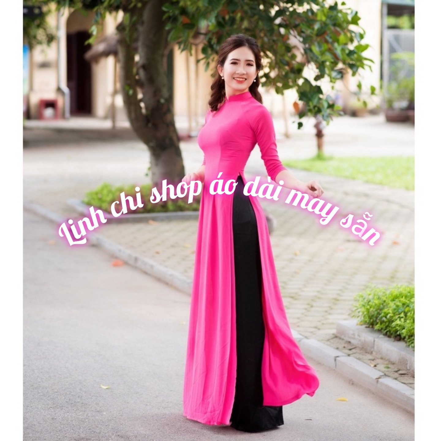 Áo dài trơn co giãn kèm quần