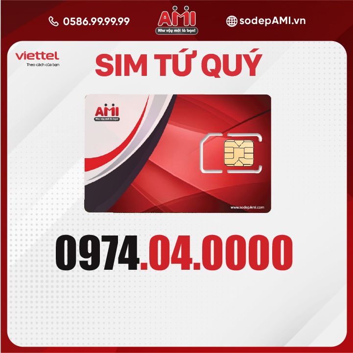 Sim tứ quý viettel 0974.04.0000 nâng tầm chủ nhân - sim số đẹp ami