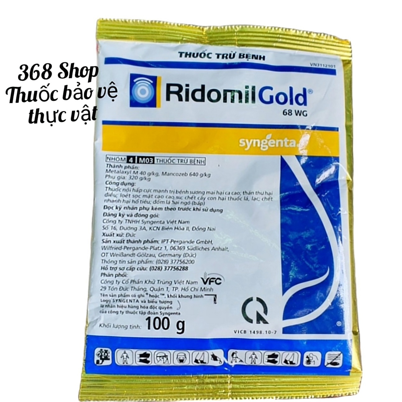 Thuốc trừ bệnh cây trồng Ridomil Gold 68WG 100gr syngenta