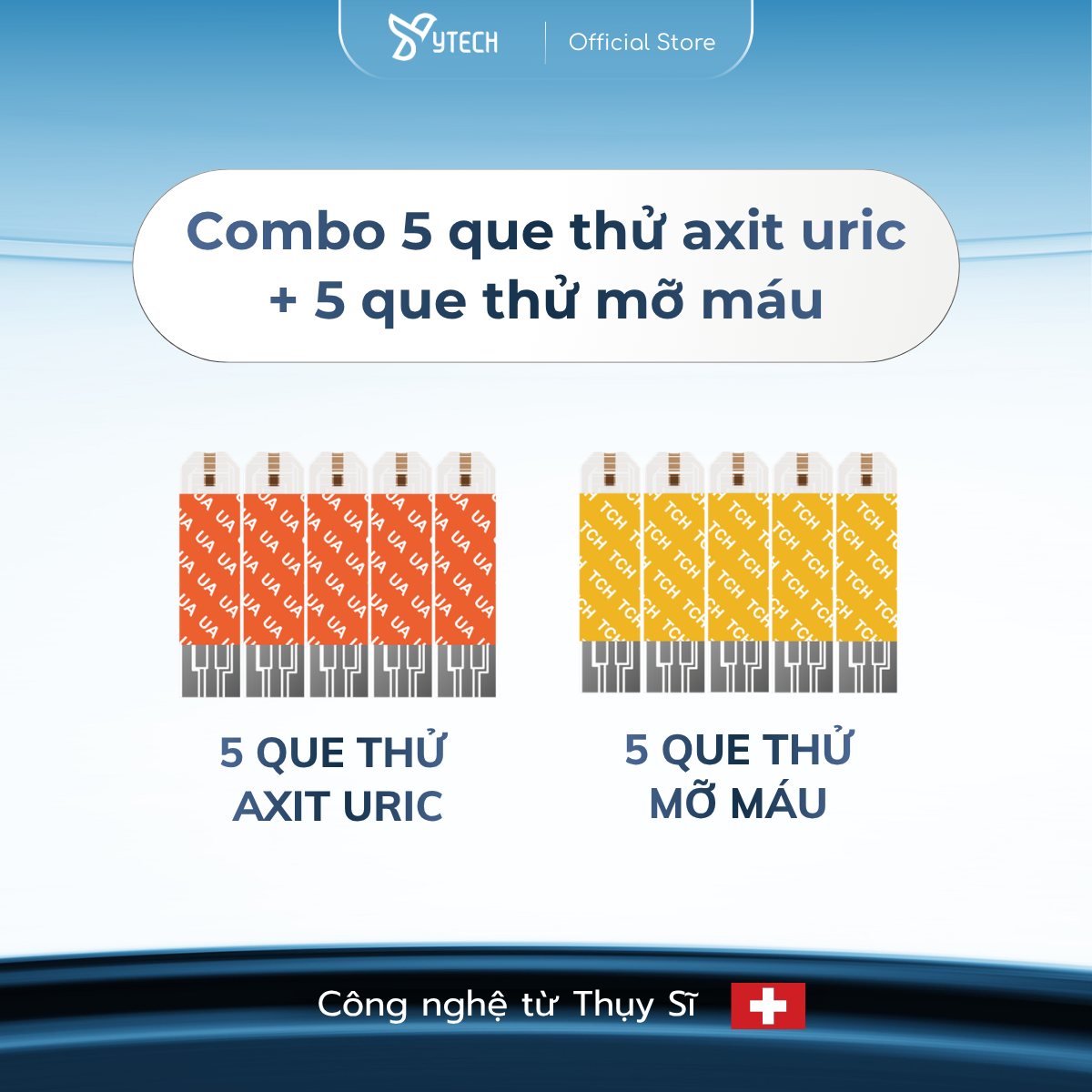 [YTECH] Set 10 Que Test FORA - 5 Que Axit Uric + 5 Que Mỡ Máu