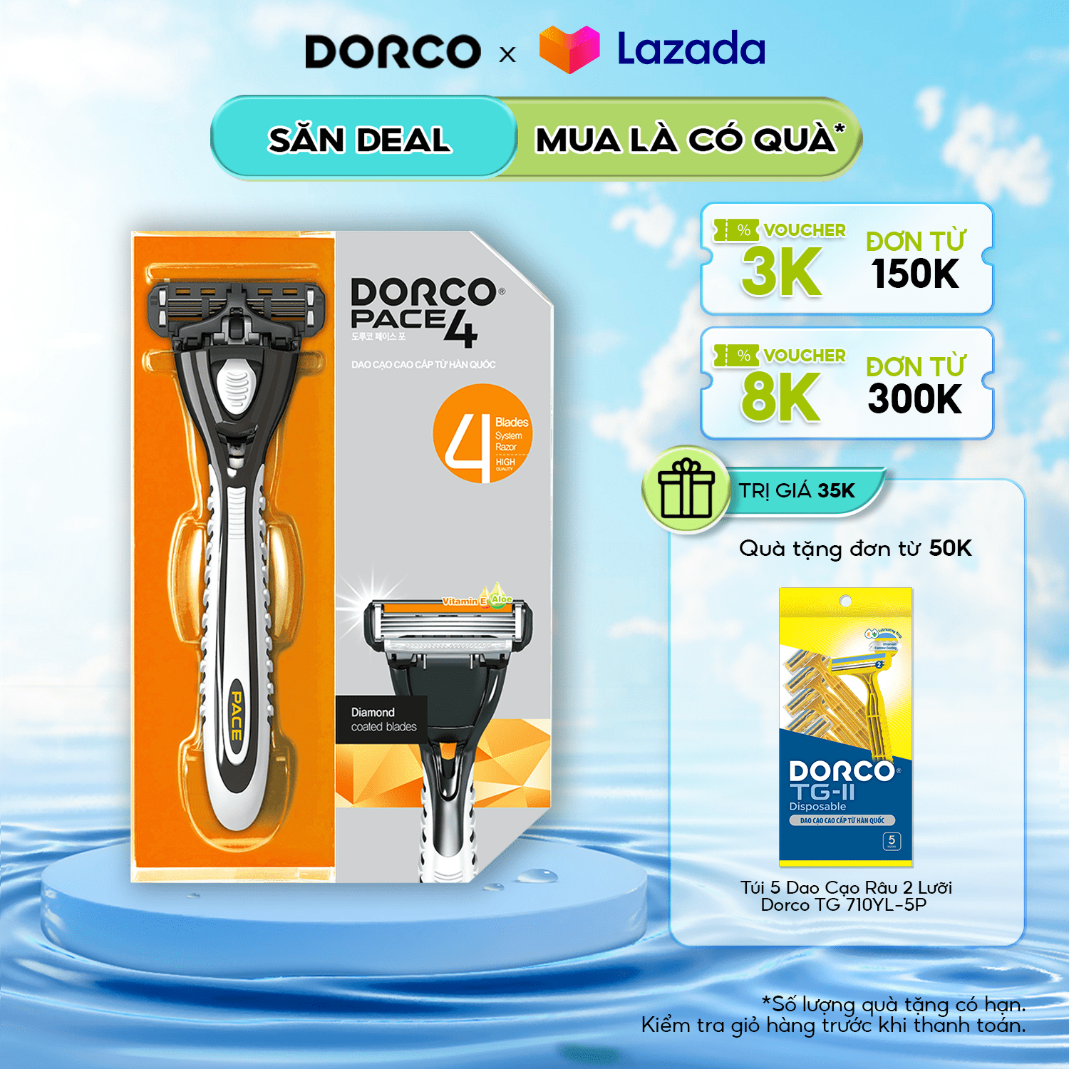Bộ dao cạo râu 4 lưỡi dorco pace 4 fra1001-pt