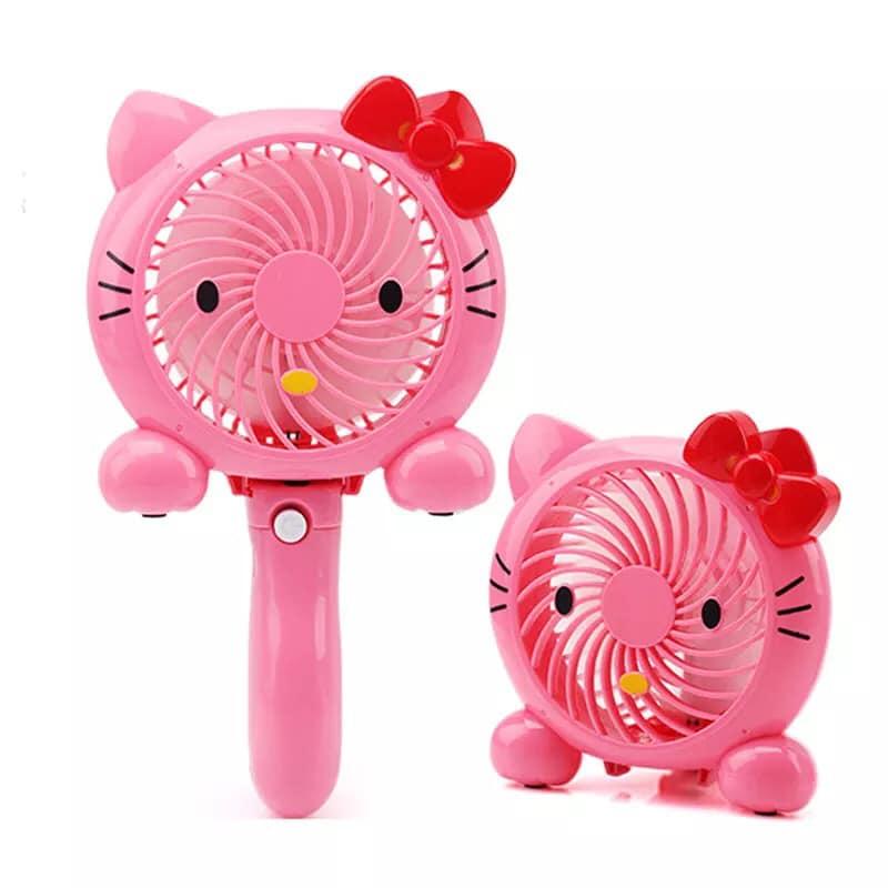 Quạt tích điện kitty doremon cầm tay gấp gọn 2 in 1
