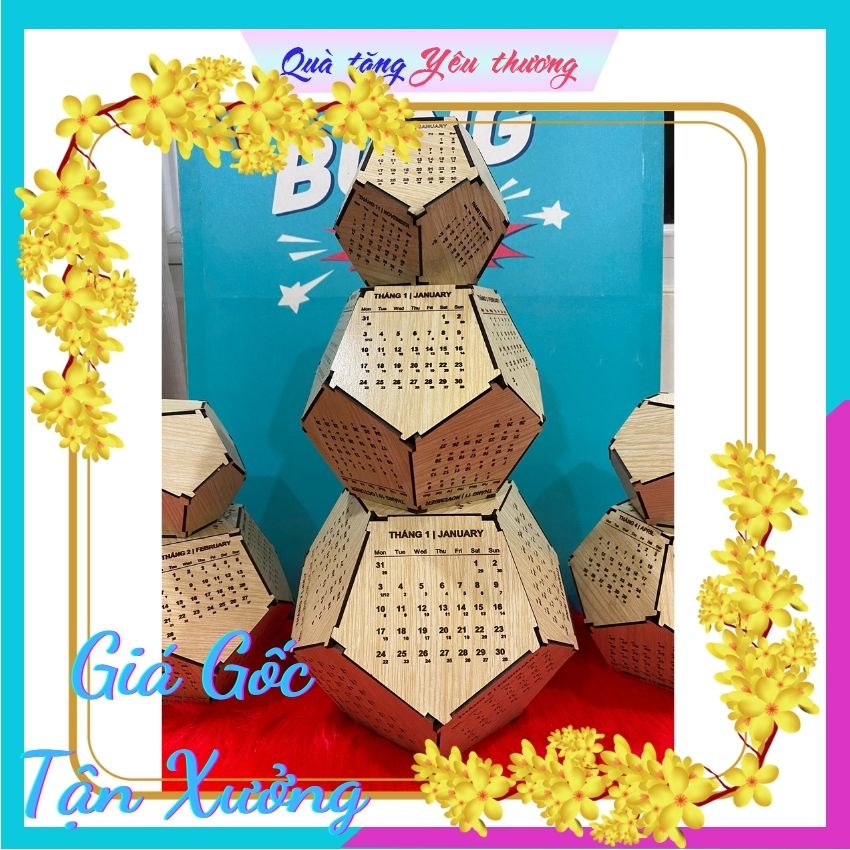 Lịch gỗ 12 mặt 2022, lịch gỗ 12 mặt KHẮC LOGO & CHỮ THEO YÊU CẦU, phù hợp để bàn làm việc văn phòng, trang trí bàn làm việc ,trang trí nhà cửa ,làm quà tặng cho doanh nghiệp.