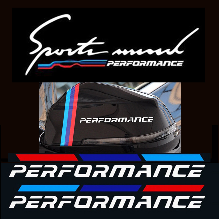 Combo 2 tem dán cửa + 2 tem dán gương chiếu hậu + tem sport mind dán xe ô tô Performance 04