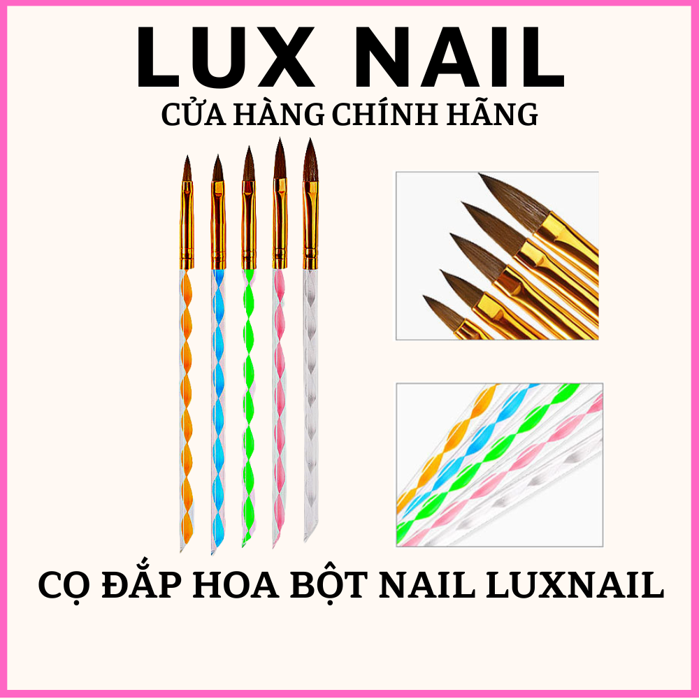Cọ đắp hoa bột nail Luxnail cán nhựa số 2 4 6 8 10, Cọ đắp gel nặn hoa tạo hình móng cao cấp