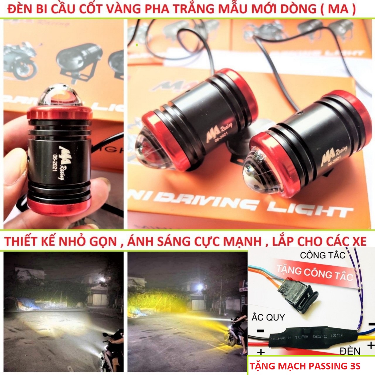 ĐÈN TRỢ SÁNG XE MÁY BI CẦU MINI VIỀN ĐỎ 2 MÀU HÀNG VÍP SIÊU SÁNG , ĐÈN BI CẦU MINI 2 CHẾ ĐỘ CỐT VÀNG PHA TRẮNG LOẠI XỊN , ĐÈN LED XE MÁY SIÊU SÁNG CHỐNG NƯỚC , ĐÈN TRANG TRÍ XE MÁY