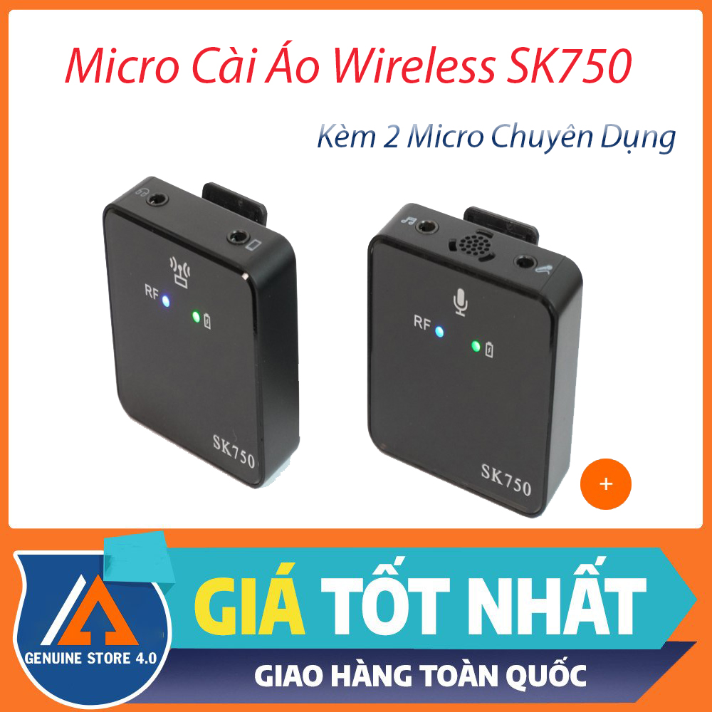 Micro cài áo wireless sk750 - mic thu âm không dây kèm 2 micro chuyên dụng-phỏng vấn, phóng sự , vlog, livestream,v.v.. -công nghệ chống ồn, chống nhiễu, lọc âm cực tốt, micro dành cho điện thoại, máy ảnh, máy quay,