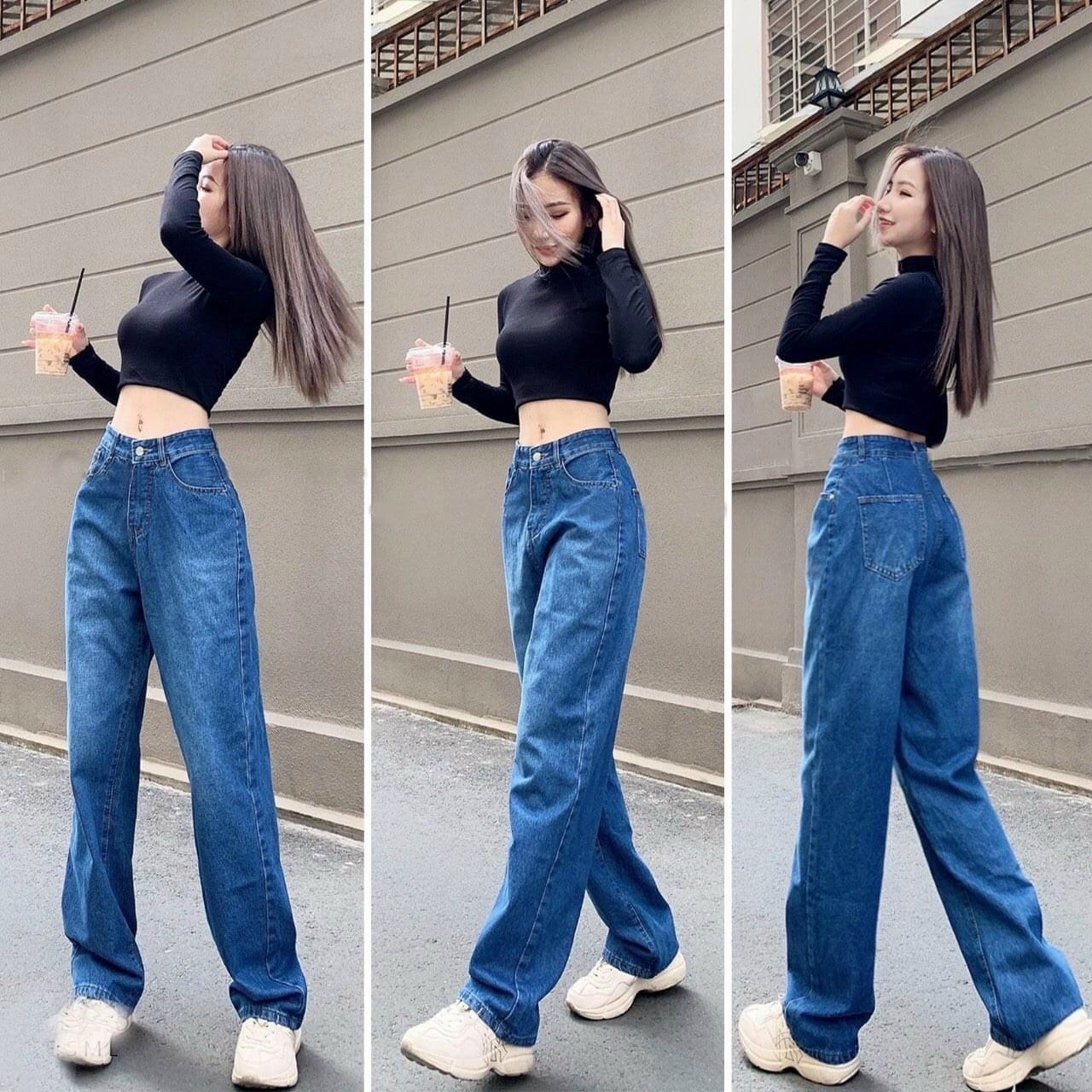 [3 SIZE 40-56KG TÙY CHIỀU CAO] QUẦN JEAN SUÔNG DÀI NỮ THỜI TRANG ĐI CHƠI, ĐI LÀM