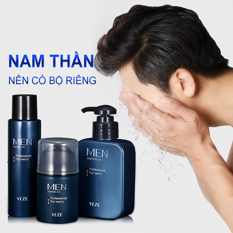 Bộ ba sản phẩm chăm sóc da cho nam, sữa rửa mặt + toner + lotion dưỡng ẩm