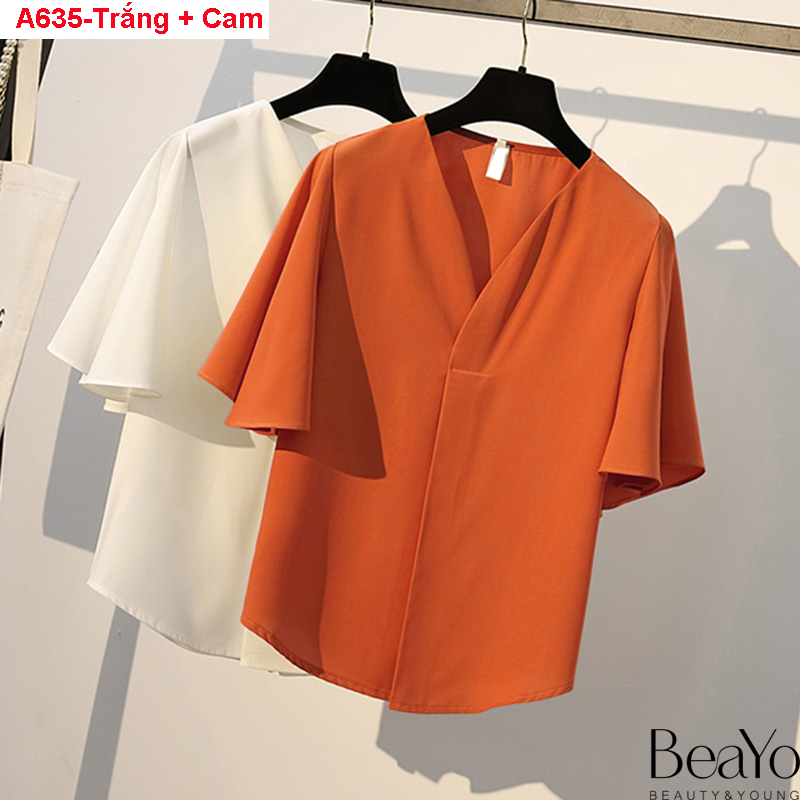 [HCM]B635- Áo sơ mi cổ V tay cánh tiền -SALE Lẻ size