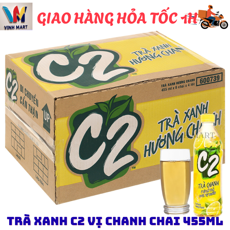 [ CHỈ GIAO CHO ĐƠN HỎA TỐC Ở HCM ] Trà xanh C2  Vị Chanh Thùng 24 Chai 455 Ml