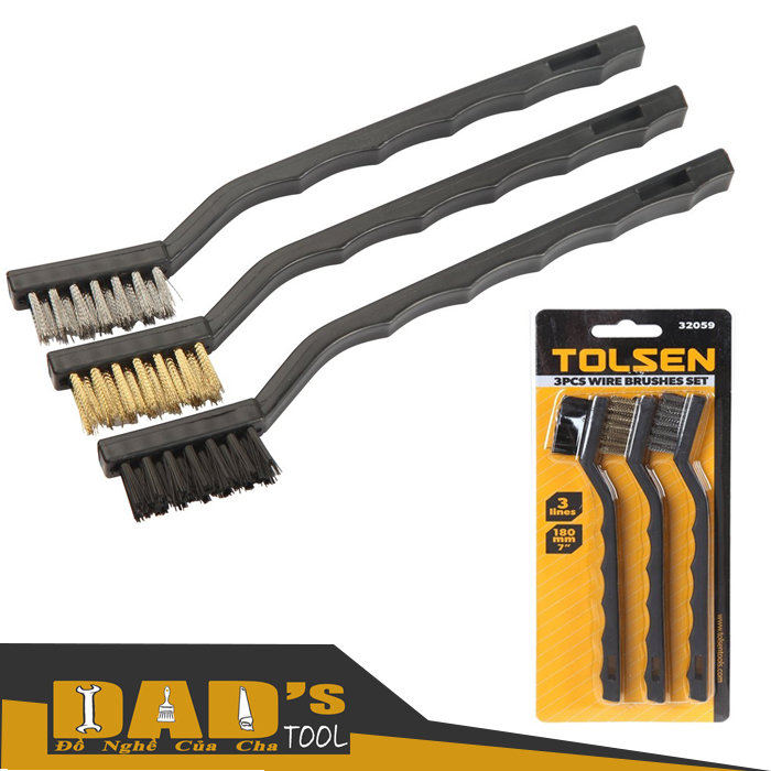 Bộ 3 bàn chải vệ sinh máy 180mm - tolsen 32059