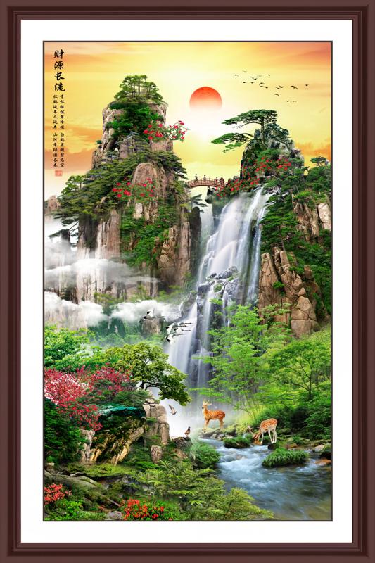 Tranh dán tường VTC Sơn Thủy Hữu Tình nhiều kích thước chất liệu pp Kim sa ZTU_Vol1_134