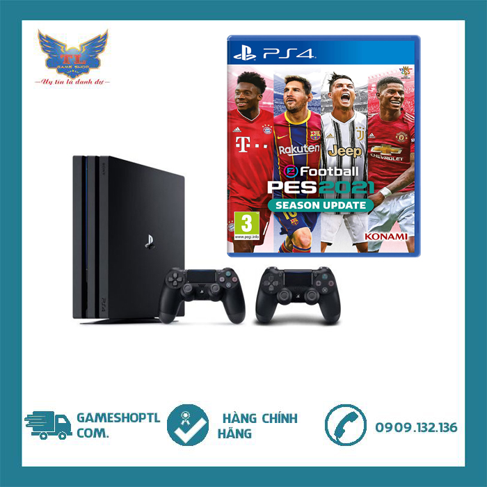 [TRẢ GÓP 0%] Máy Chơi Game Playstation 4 Pro + 2 Tay cầm + Đĩa Game Pes 2021 Hệ EU
