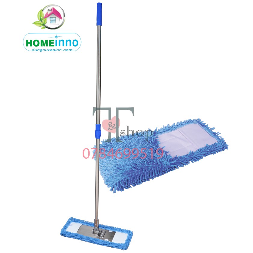 Cây lau nhà bản inox 45cm homeinno cán rút thu ngắn 100cm kéo dài 150cm +1 tấm lau san hô thay thế
