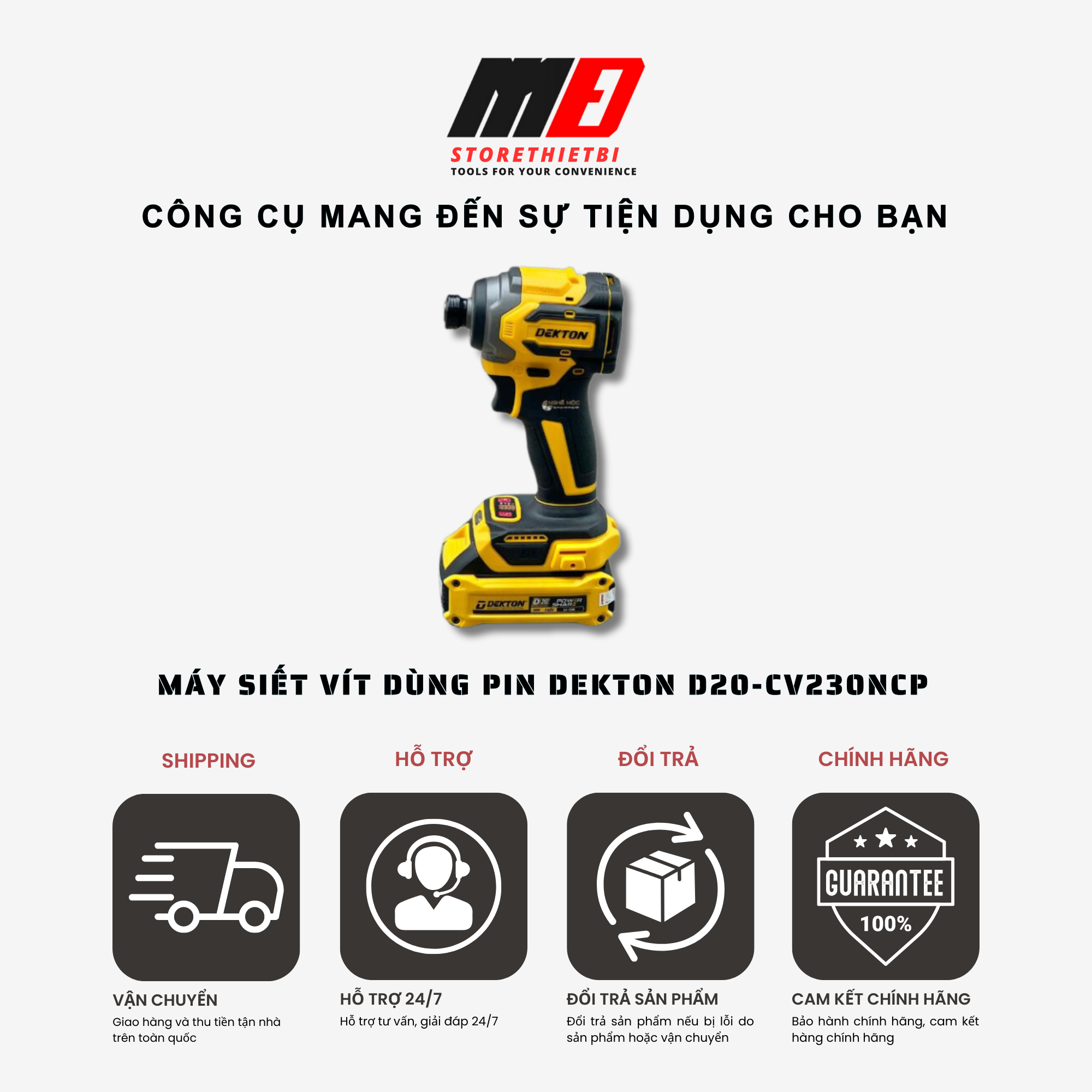 D20-cv230ncp máy chuyên vít dekton 230nm dùng pin 20v