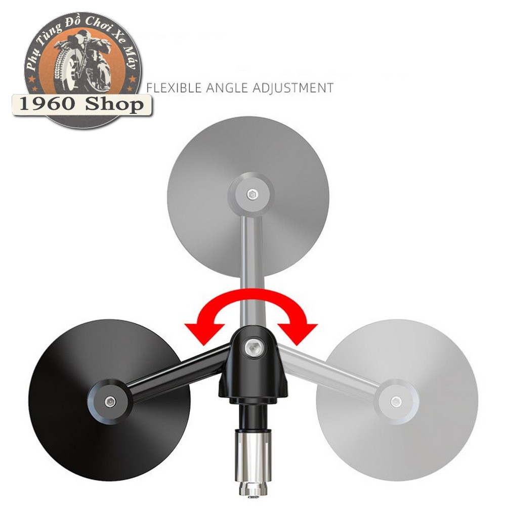 Gương gù ⭐𝑭𝑹𝑬𝑬𝑺𝑯𝑰𝑷⭐ gương gù chiếu hậu tròn vỏ nhôm, kính chiếu hậu lắp tay lái xe máy