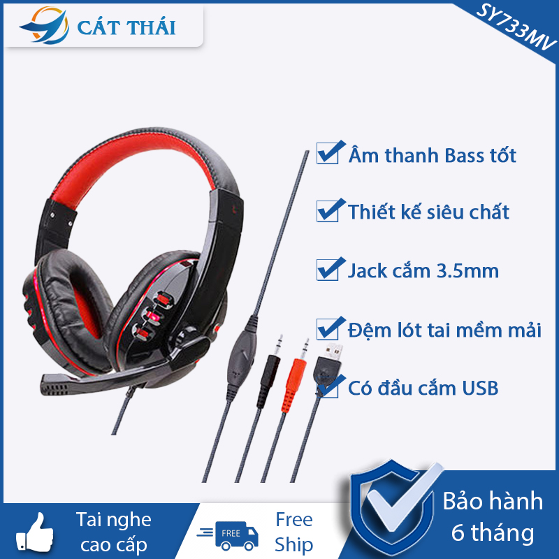 Tai nghe Gaming chụp tai SOYTO SY733MV thiết kế siêu chất dành cho game thủ, âm thanh bass tốt, jack cắm 3.5mm thông dụng, có Micro - Bảo hành 1 tháng