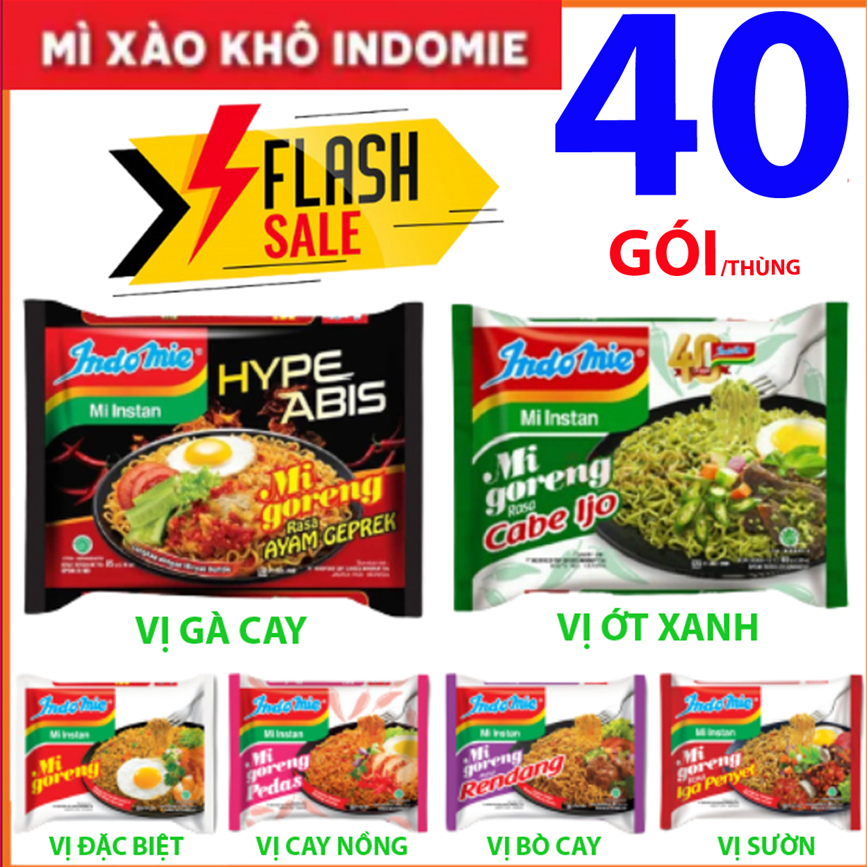 Mì xào khô Indome Goreng Mỳ siêu ngon ăn không ngán, mì siêu ngon [ THÙNG X 40 GÓI ] - Cherrys store