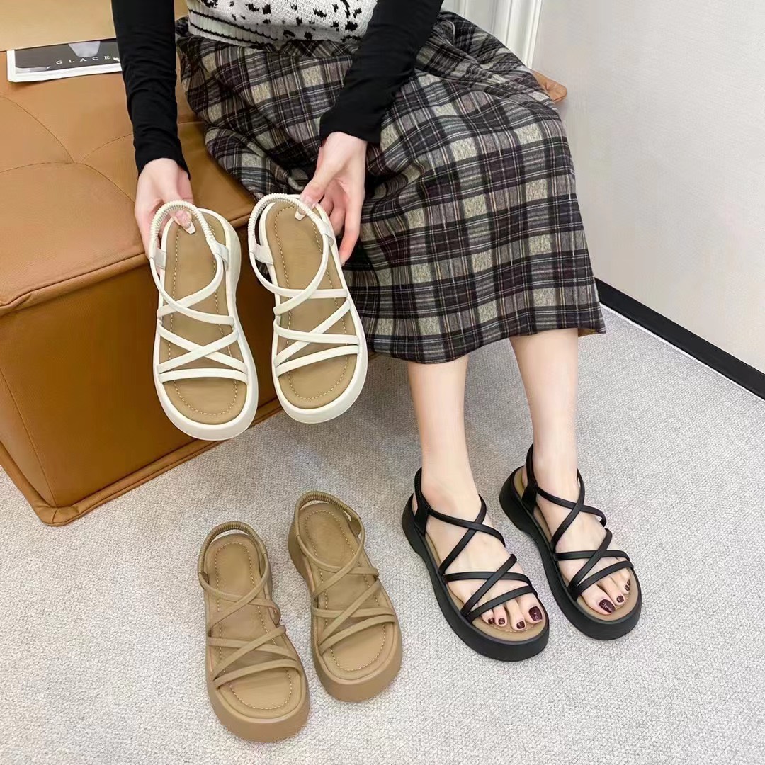 Dép sandal nữ đế xuồng phối màu sang trọng