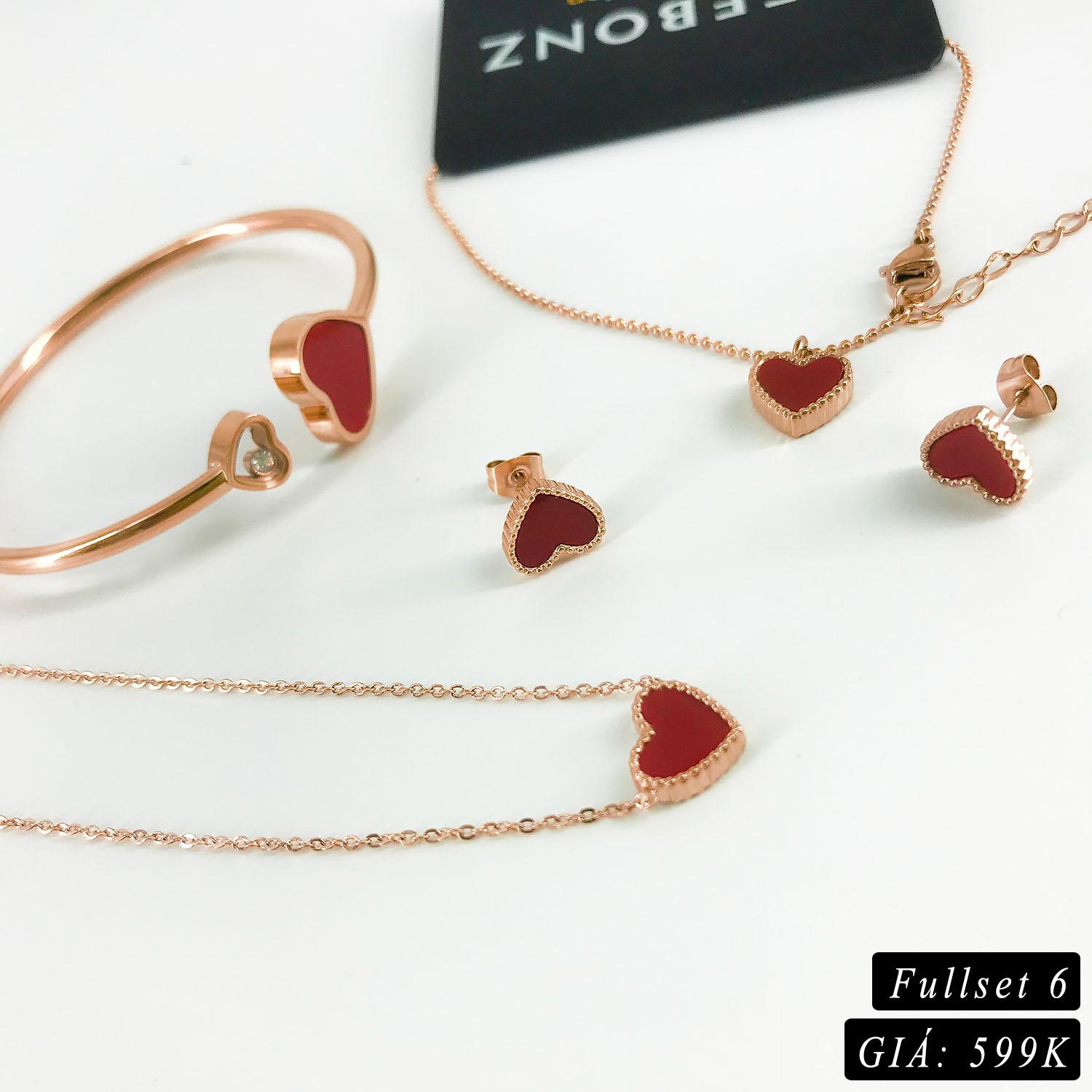 [QUÀ TẶNG TÌNH YÊU] BỘ 4 SẢN PHẨM MẠ VÀNG 18K TRÁI TIM NHỎ ĐỎ TINH TẾ NỮ TÍNH - TRANG SỨC THỜI TRANG PHONG CÁCH HÀN QUỐC - TRANG SỨC MẠ VÀNG 18K SANG TRỌNG CAO CẤP - CAM KẾT SẢN PHẨM CHẤT LƯỢNG ĐỘ BỀN CAO