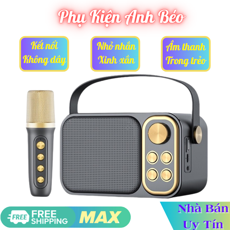 Loa karaoke bluetooth mini ys-103 kèm 1 micro không dây công suất 5w âm thanh siêu hay-loa karaoke mini bluetooth ys103-phụ kiện anh béo-bh 6 tháng