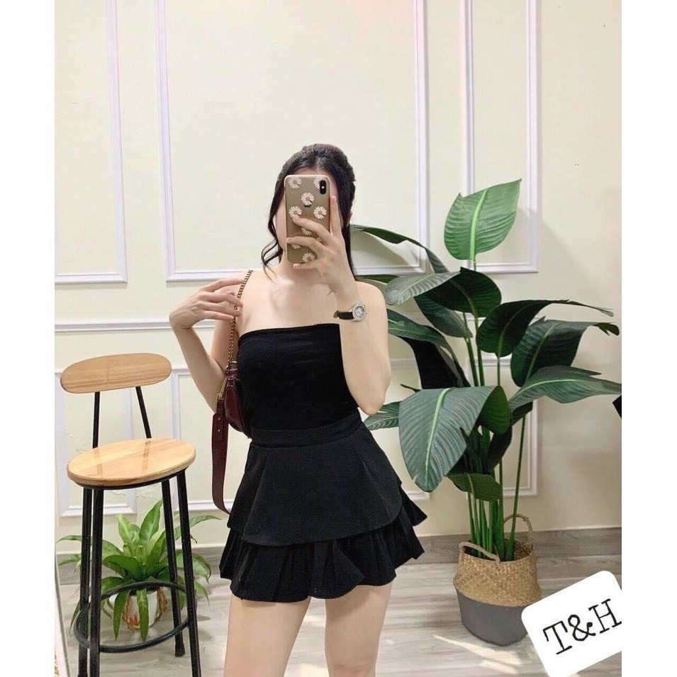 Chân váy hai tầng, tầng dưới xếp ly thời trang cực hot ttvv0024