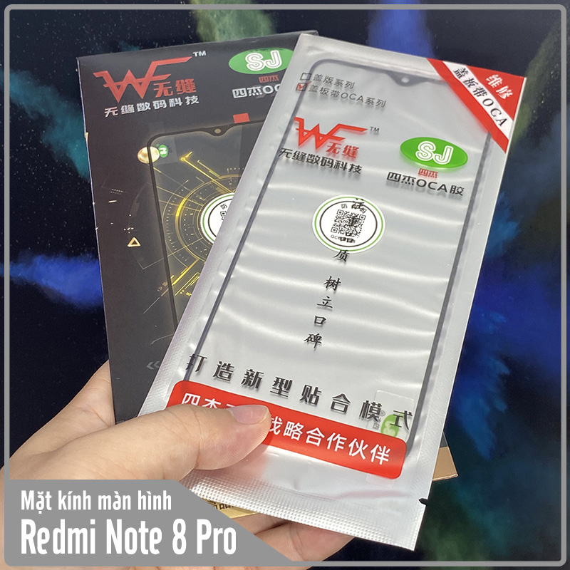 Mặt kính màn hình cho Xiaomi Redmi Note 8 Pro WF , liền keo OCA SJ