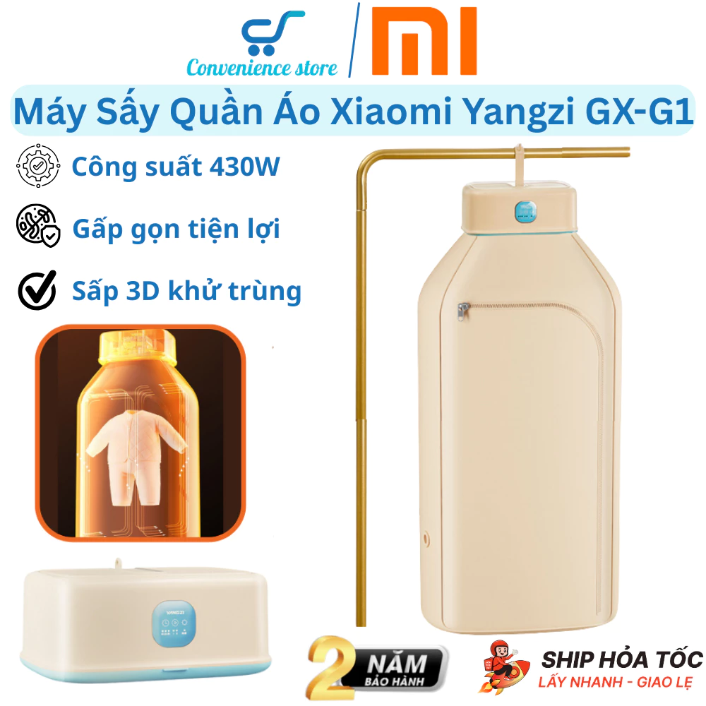 Máy Sấy Quần Áo Gấp Gọn Xiaomi YANGZI GX-G1 Công Nghệ Sấy 3D Khử Trùng Hẹn Giờ Tự Động Tắt An toàn - Bảo Hành 2 Năm