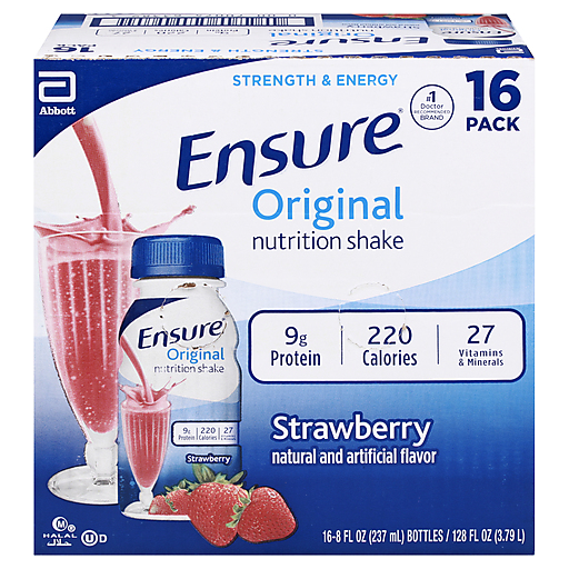 Sữa nước hương dâu Ensure Original Nutritional Shake hương Strawberry của Abbott Mỹ mỗi chai 237ml t