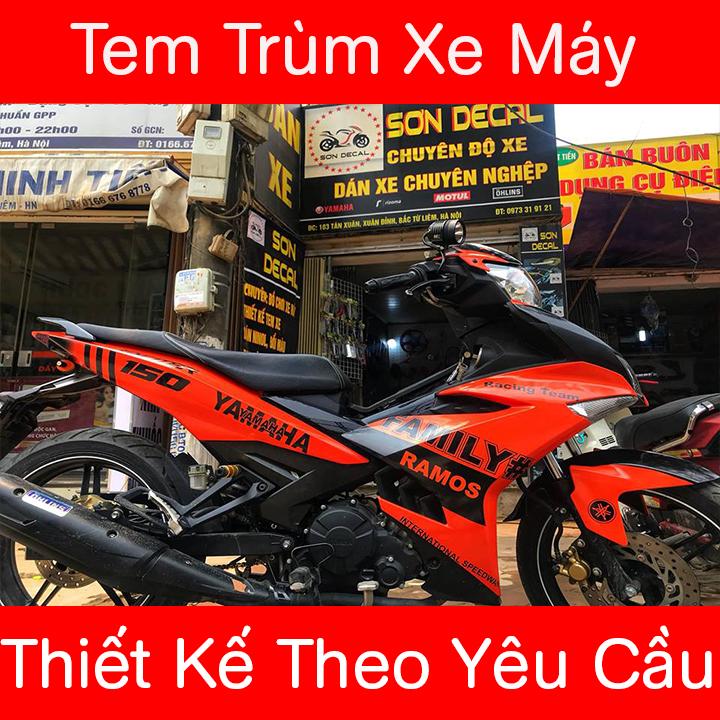 Tem trùm xe máy exciter 150 đen đỏ