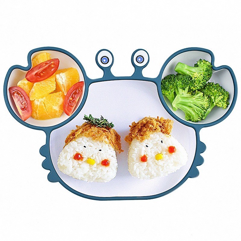 [HOT] Khay Silicon Hình Con Cua Cho Bé Ăn Dặm Có Đế Dính Chống Lật Đổ