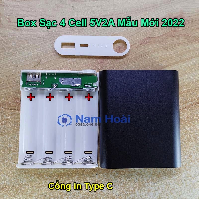 [HCM]Box Sạc Dự Phòng 4 Cell 2A 18650 Xiaomi Vỏ Nhôm Có lò xo(Không có pin