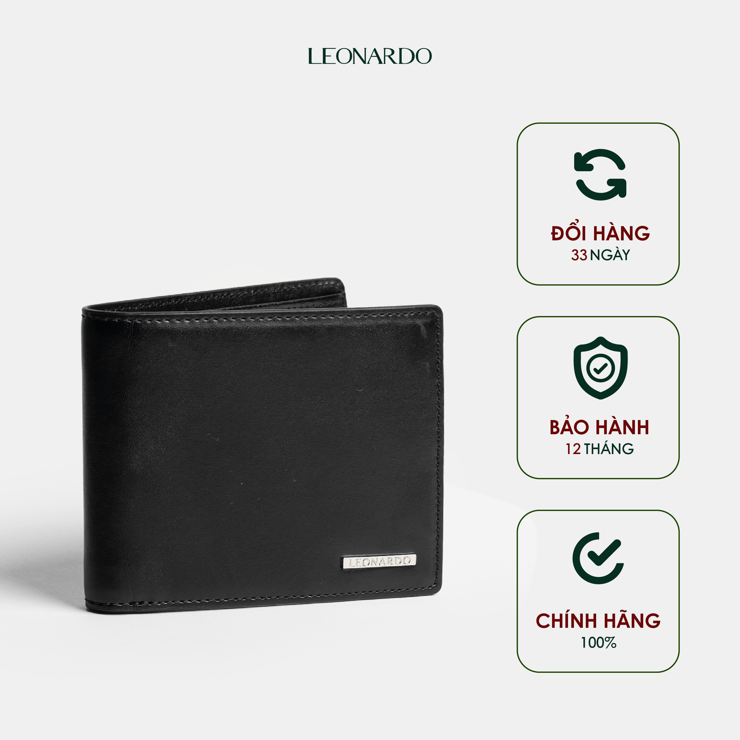 Ví nam Leonardo dáng ngang/ đứng Henry chất da Switf trơn mềm