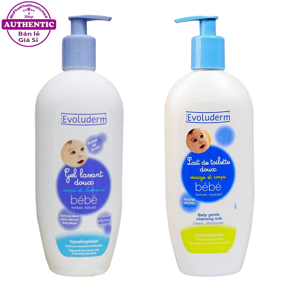 Sữa tắm gội 2 trong 1 evoluderm bebe 500ml france pháp