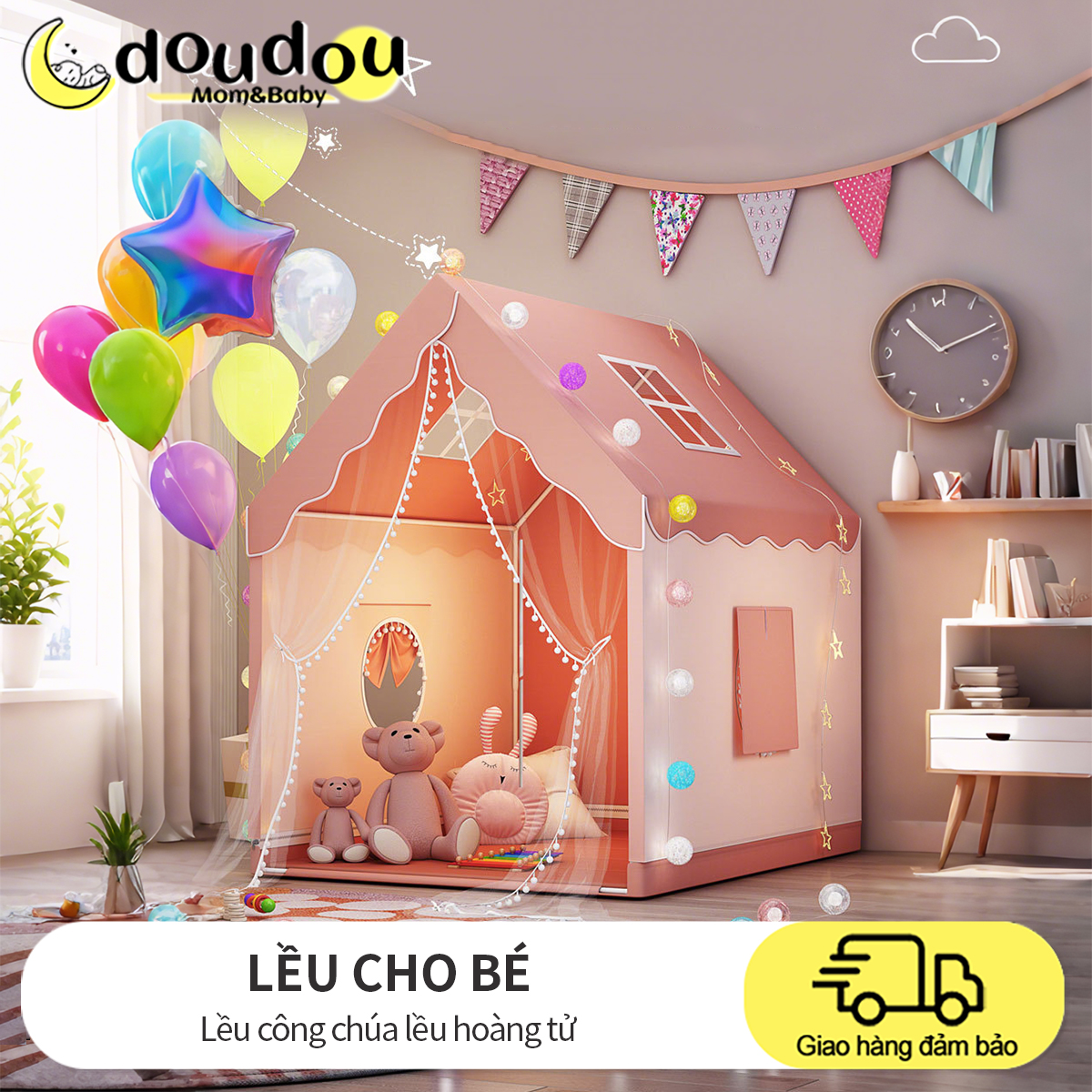 Lều cho bé mẫu mới 2025 Lều cho bé ngủ riêng Lều công chúa lều hoàng tử cỡ đại vải dù