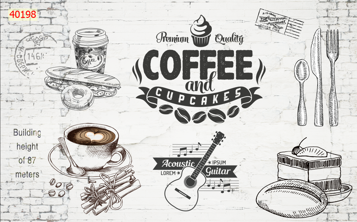 tranh dán tường 3d trang trí quán cafe atk6