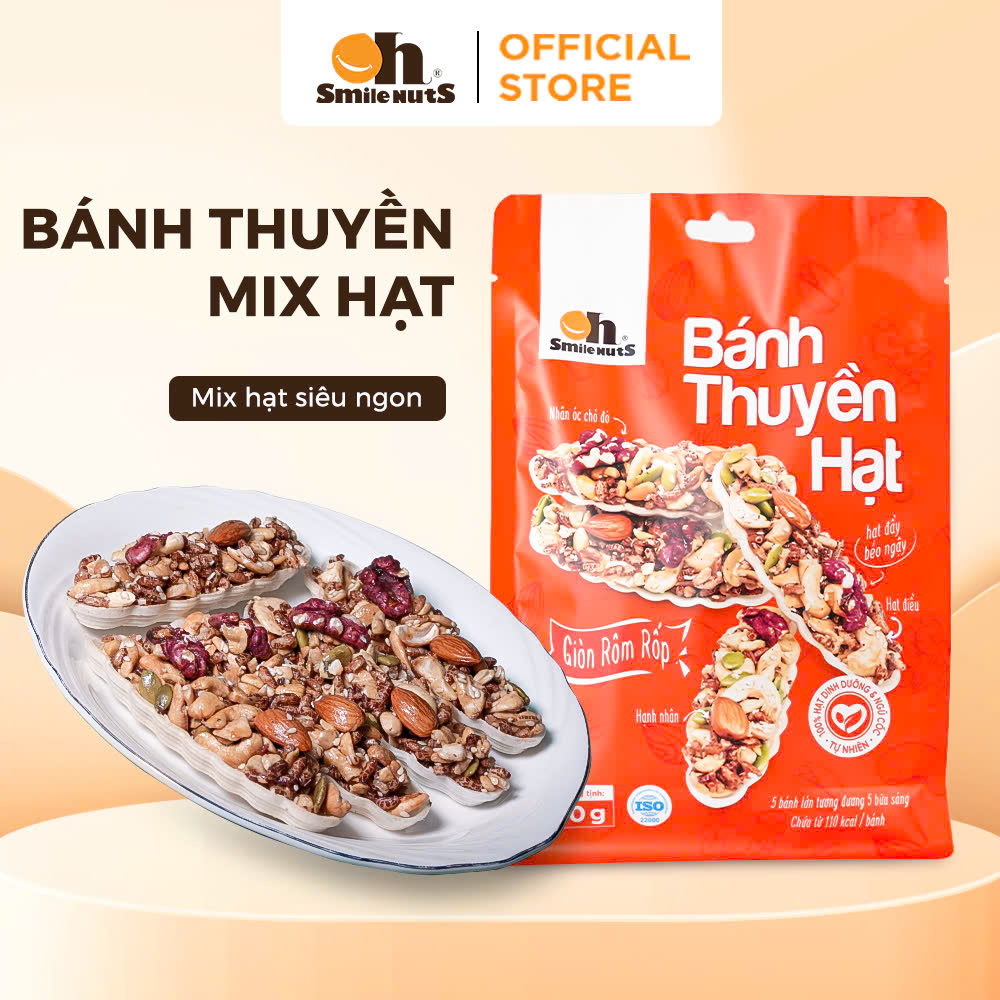 Bánh thuyền mix hạt dinh dưỡng oh smile nuts - bánh hạt ngũ cốc