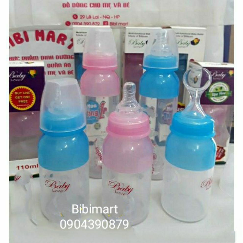 Bình sữa cổ hẹp 2in1 silicon Baby love 110ml/ 210ml