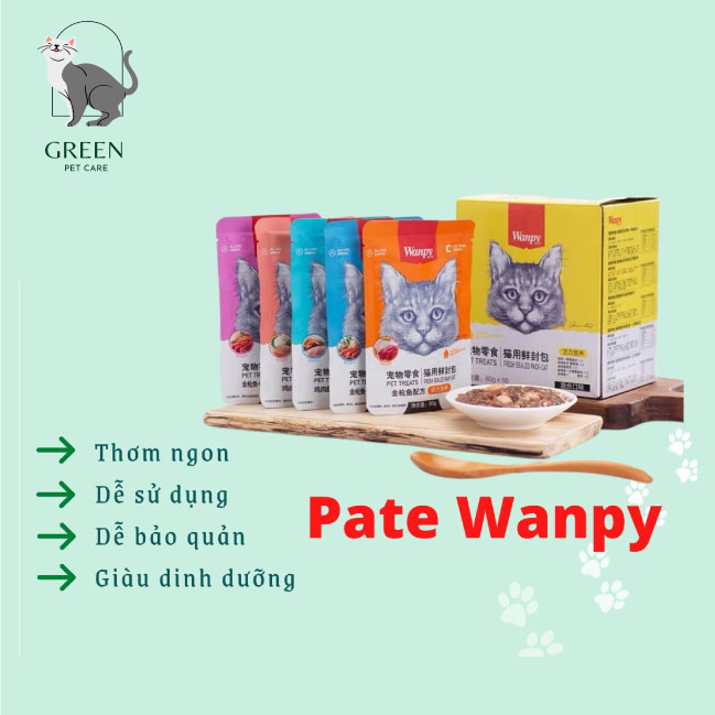 Pate Wanpy cho mèo đủ vị gói 80gr