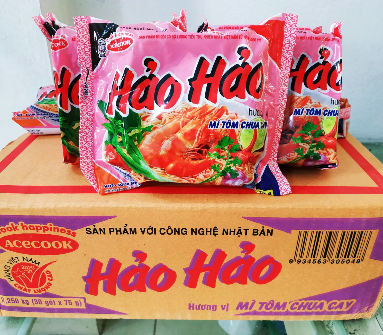 Mì tôm hảo hảo chua cay thùng 30 gói x 75g