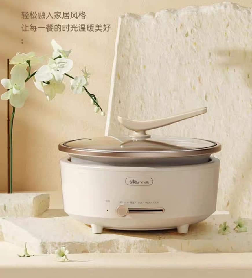 Nồi lẩu điện đa năng,nồi lẩu rời,nướng, chiên, xào, nấu canh chính hãng Bear dung tích 5L - Bảo Hành 12 Tháng Tại Giang Chi Ecovacs House